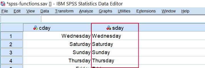 SPSS Valuelabel Function Result