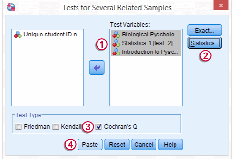 SPSS Cochran Q 检验 对话框