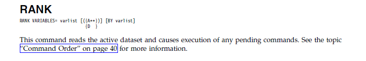 Command Syntax Reference on RANK - An SPSS Procedure