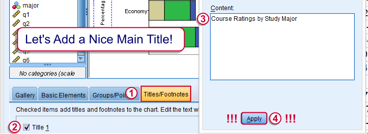 SPSS 堆积条形图 - 添加主标题