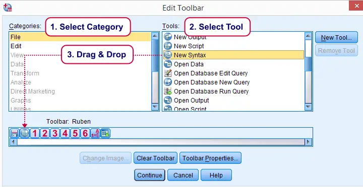 SPSS 工具栏 - 拖放工具